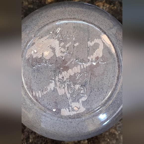 Nell Cole Graves Signed Blue Pansy Bowl 1992 Seagrive, North Carolina Pottery - Picture 11 of 12